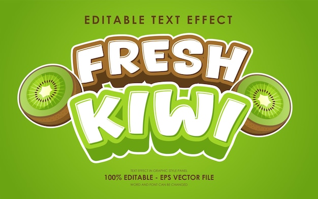 Edytowalny efekt tekstu Fresh Kiwi z ilustracją kiwi