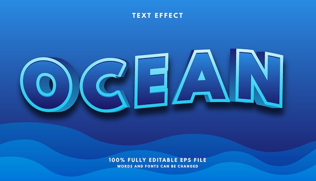 Plik wektorowy edytowalny efekt tekstu oceanu