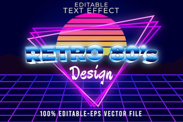 Plik wektorowy edytowalny efekt tekstu projektowanie retro z lat 80. w stylu retro