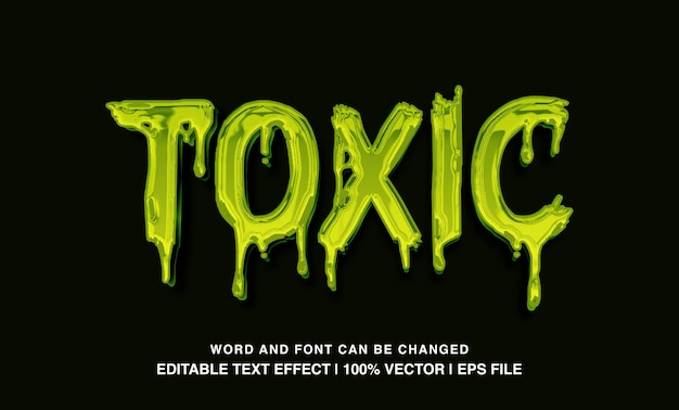 Plik wektorowy edytowalny efekt tekstu toksyczny zielony śluz stopiony czcionka