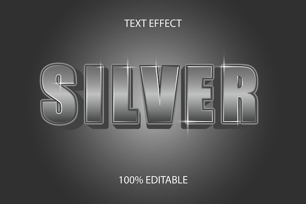 Edytowalny efekt tekstu w kolorze srebrnym szarym gray