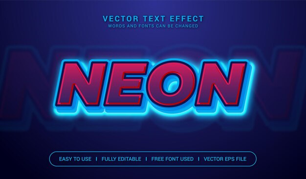 Edytowalny efekt tekstu wektorowego w kolorze niebieskim neonowym