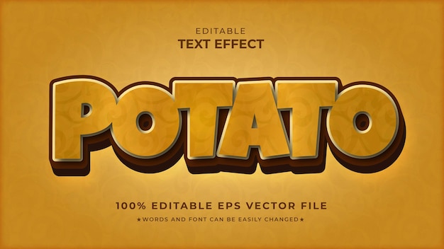 Plik wektorowy edytowalny plik wektorowy ziemniaka z efektem tekstowym
