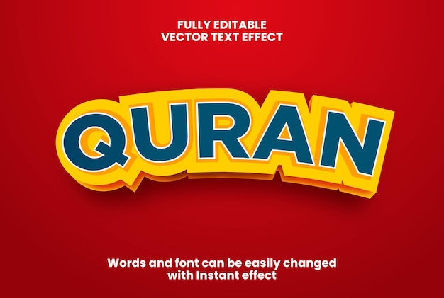 Plik wektorowy edytowalny styl efektu tekstowego koranu