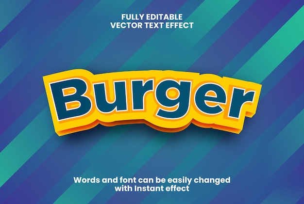 Plik wektorowy edytowalny styl efektu tekstu burger