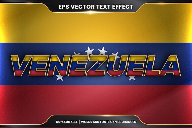 Edytowalny Styl Efektu Tekstu - Wenezuela Z Flagą Narodową Kraju