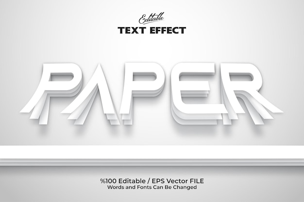 Edytowalny styl papieru efekt tekstowy „Papier” napisany na białym tle