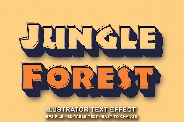 Plik wektorowy edytowalny styl tekstu efekt dżungli las kreskówka