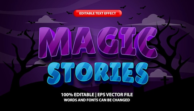 Edytowalny szablon efektów tekstowych magiczne historie styl czcionki typografii gry