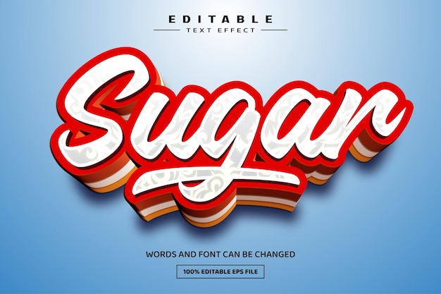 Edytowalny Szablon Efektu Tekstowego Sugar 3d