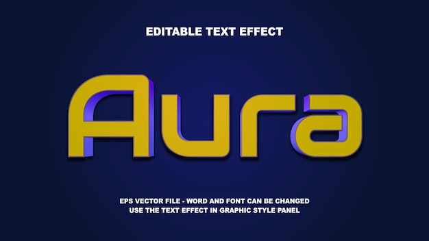 Edytowalny tekst efekt Aura 3D Wektorowy szablon