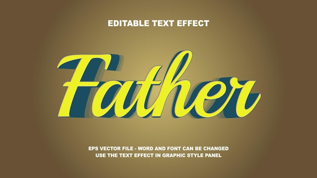 Edytowalny Tekst Efekt Ojca 3d Wektorowy Szablon