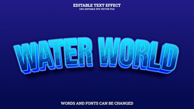 Plik wektorowy edytowalny wodny świat w stylu tekstu 3d