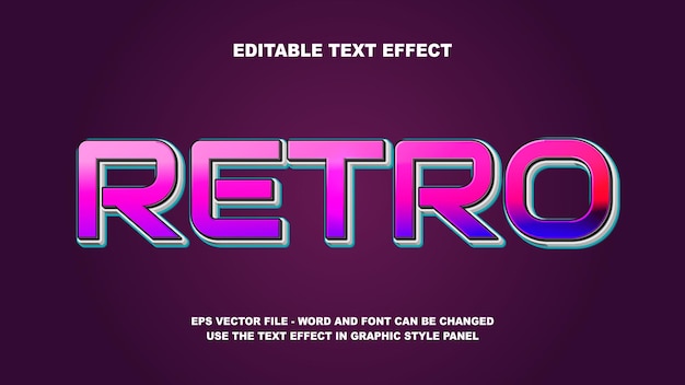 Edytowalny wzór wektorowy Retro 3D z efektem tekstowym
