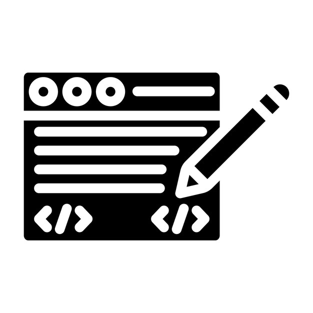 Edytowanie kodu Ilustracja projektu ikony wektorowej
