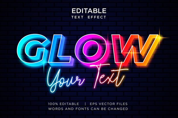 Edytowany Efekt Tekstu Glow Neon