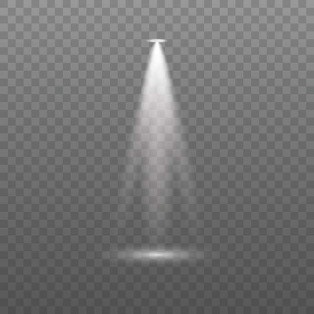 Efekt błysku obiektywu z lampy lub reflektora pada na podium sceny
