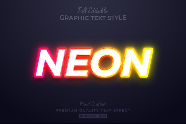 Efekt Edycji Niestandardowego Stylu Tekstu Neon Glow Premium