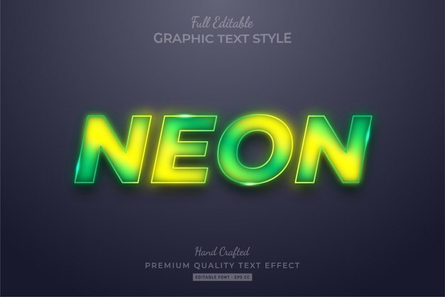 Efekt Edytowalnego Stylu Tekstu Gradientu Neon Premium