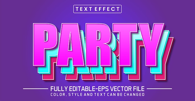 Efekt stylu edytowalnego tekstu party 3d