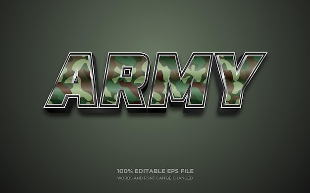 Plik wektorowy efekt stylu tekstu edytowalnego army 3d