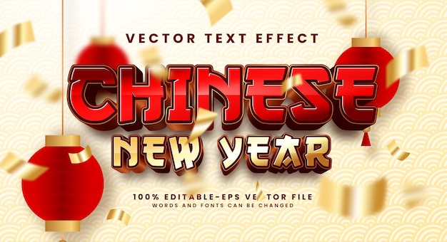 Efekt Stylu Tekstu Edytowalnego Chińskiego Nowego Roku Z Motywem Koloru Czerwonego. Nadaje Się Do Azjatyckiej Koncepcji Imprezy.