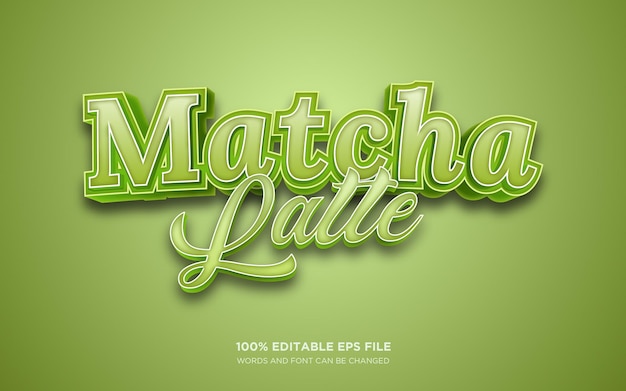 Efekt stylu tekstu edytowalnego Matcha Latte 3D