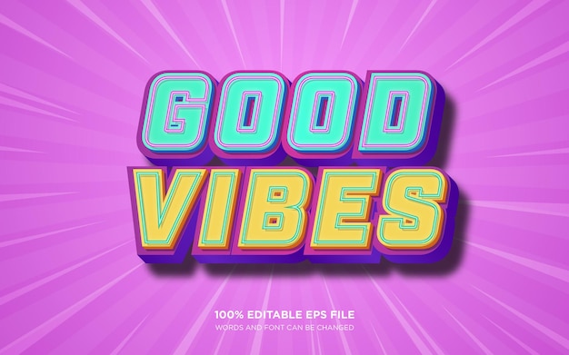 Efekt Stylu Tekstu Good Vibes 3d