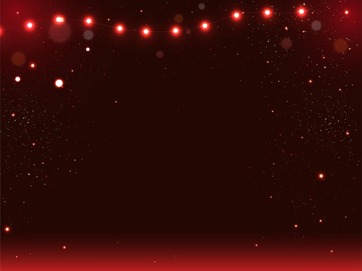Efekt świateł bokeh z abstrakcyjnym brokatem na ciemnoczerwonym tle