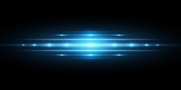 Efekt światła niebieskiego Hitech na białym tle na czarnym tle Wektor błysku dla projektu Flara obiektywu i odblaski Niebieskie promienie Scifi Świecące linie z iskrami EPS 10