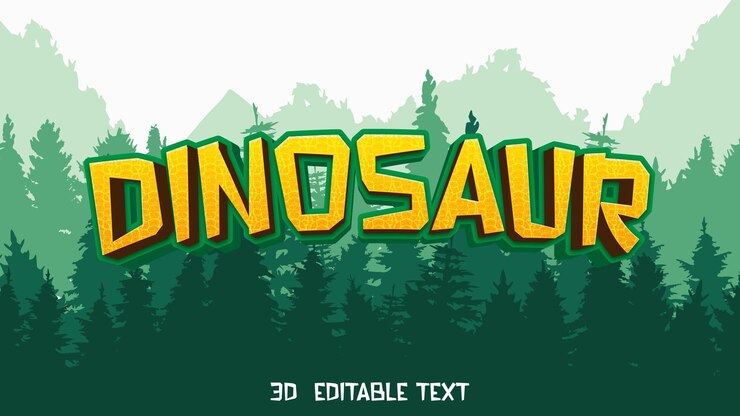 Efekt tekstowy 3D dinozaura z tłem lasu