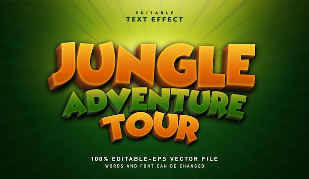 Efekt tekstowy 3D Jungle Adventure Tour Edytowalny efekt tekstowy