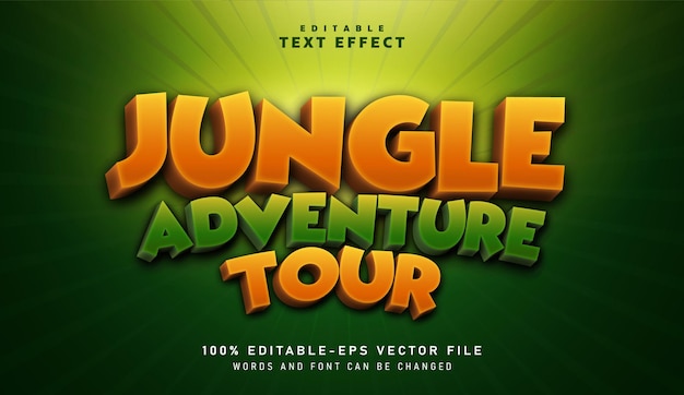 Plik wektorowy efekt tekstowy 3d jungle adventure tour edytowalny efekt tekstowy