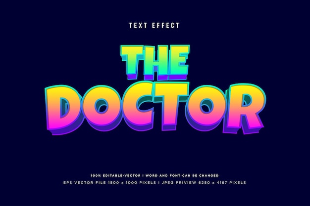 Efekt Tekstowy 3d Lekarza Na Ciemnym Granatowym Tle