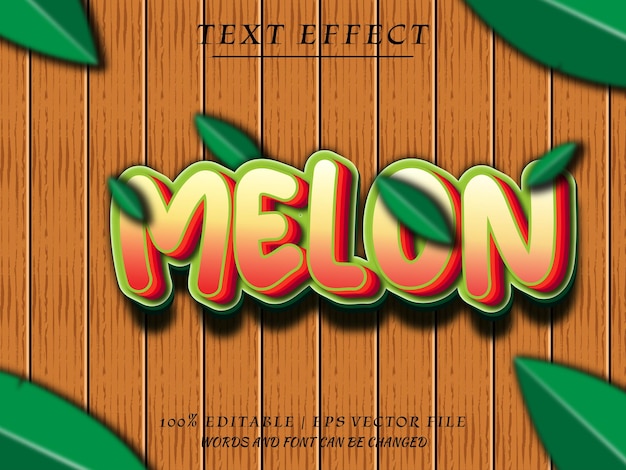 Plik wektorowy efekt tekstowy 3d melon fruit vector edytowalna makieta tekstowa