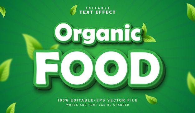 Efekt tekstowy 3D Organic Food Edytowalny efekt tekstowy
