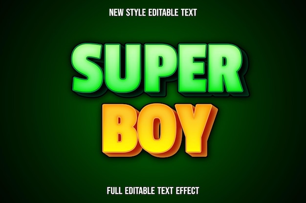 Efekt Tekstowy 3d Super Boy Kolor Zielony I żółty