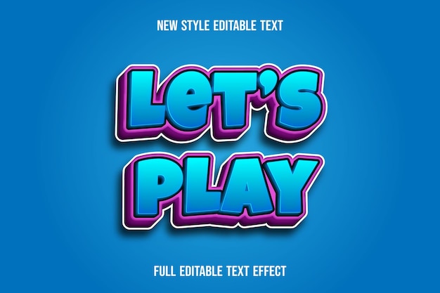 Efekt Tekstowy 3d Zagrajmy W Kolor Niebieski I Różowy Gradient