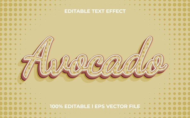 Efekt Tekstowy Awokado 3d, Brązowy Szablon Typografii Dla Produktu Z Awokado