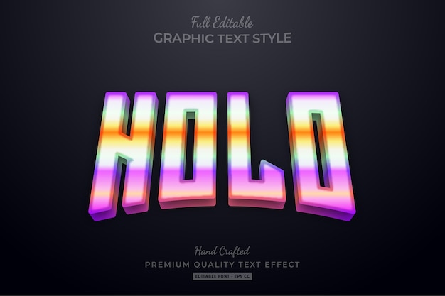 Plik wektorowy efekt tekstowy edytowalny holograficzny gradient