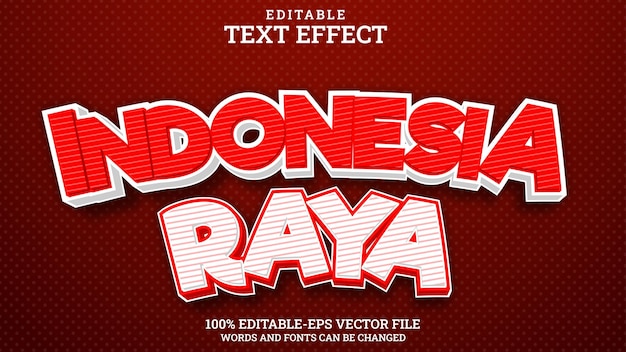 Plik wektorowy efekt tekstowy edytowalny indonezja raya
