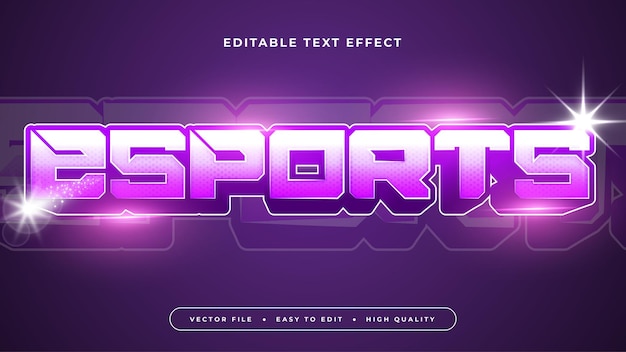 Efekt tekstowy esport wektorowy edytowalna gra i styl tekstu neonowego