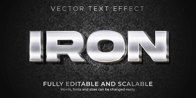 Efekt Tekstowy Metallic Iron, Edytowalny Błyszczący I Elegancki Styl Tekstu