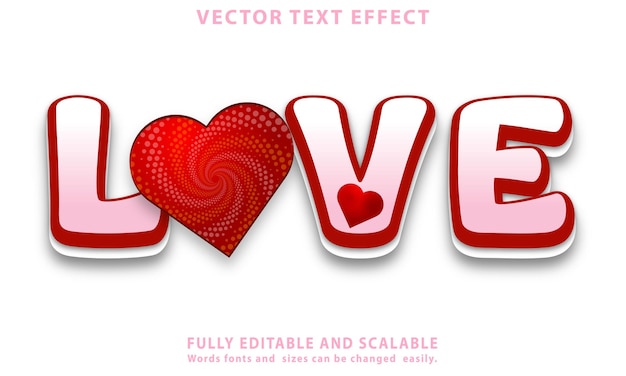 Efekt Tekstowy Miłości Z Czerwonym Sercem Na Górze