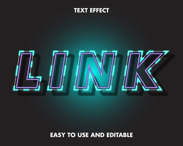 Efekt Tekstowy Neon Link. Edytowalny Styl Czcionki.