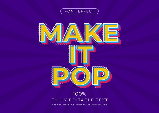 Efekt tekstowy Pop Art. styl czcionki