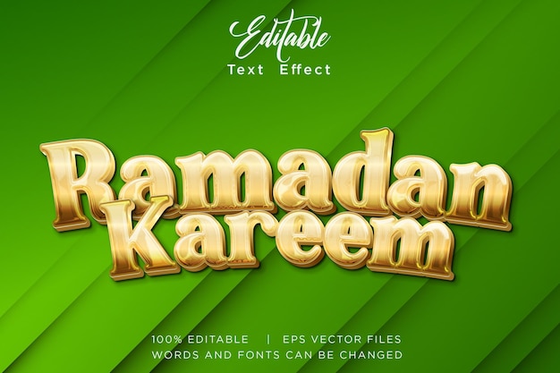 efekt tekstowy ramadan kareem w kolorze złotym