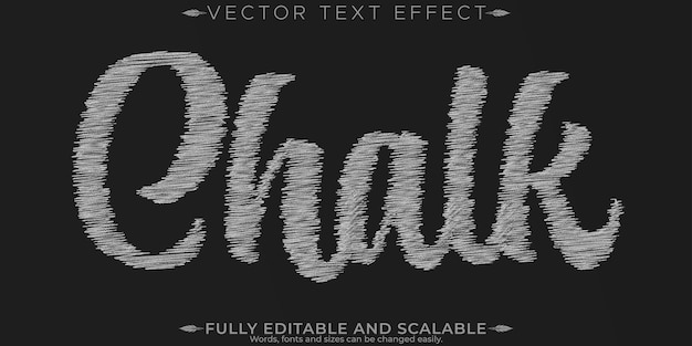 Plik wektorowy efekt tekstowy tablicy kredowej edytowalny styl tekstu białego i grunge