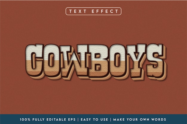Efekt tekstowy w stylu Cowboys 3D w brązowej kolorystyce