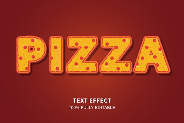Plik wektorowy efekt tekstowy w stylu pizzy, tekst edytowalny